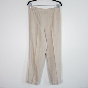 Eileen Fisher 100% Irish Linen Waffle Knit Tapered Leg Pull On Pants